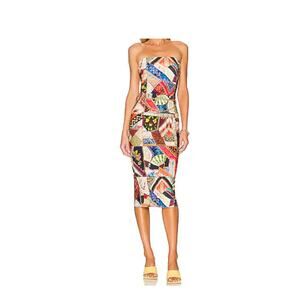Norma Kamali Multicolor Strapless Midi Dress